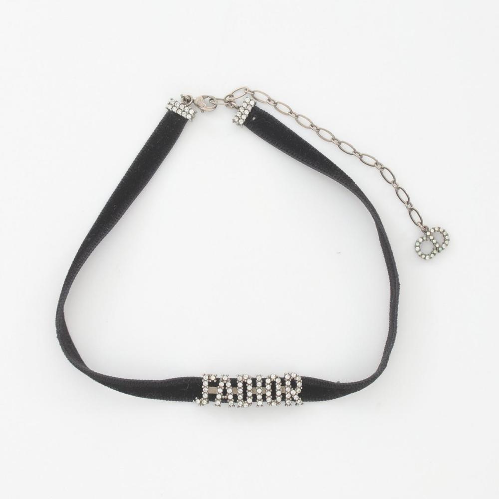 Dior J'ADIOR Choker Stainless Steel Velor Rhinestone Black